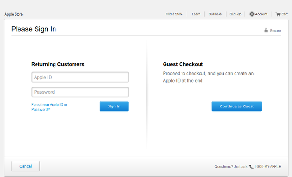 Apple checkout page