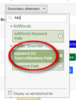 Set the Secondary Dimension on Keyword (Or Source/Medium) Path