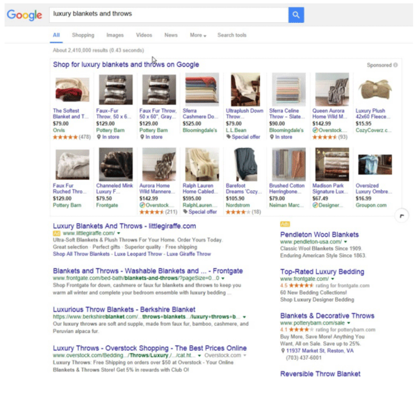 Example of Google Shopping