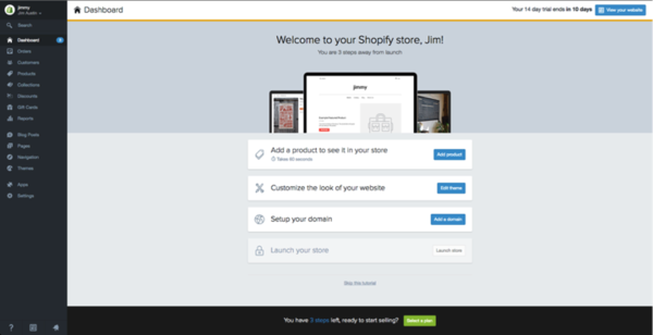 Shopify Admin Page