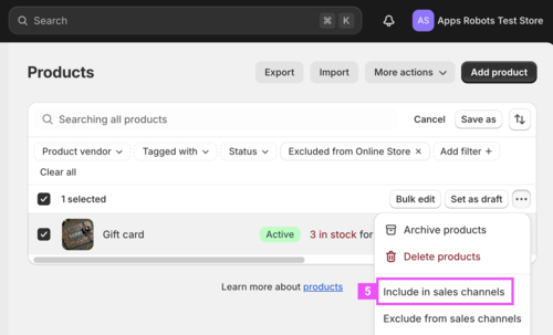 [5] Click on `Include in sales channels`.