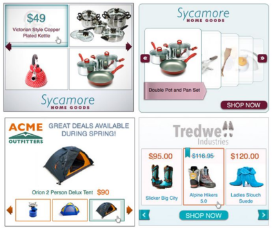 Example of Dynamic Remarketing advertisements with interactive products