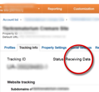 Check of Analytics data ontvangt onder tabblad: “Beheerder” -> “Trackinginfo”.