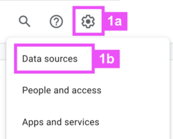 Click on the [1a] `Gear`-icon and then select [1b] `Data sources`.